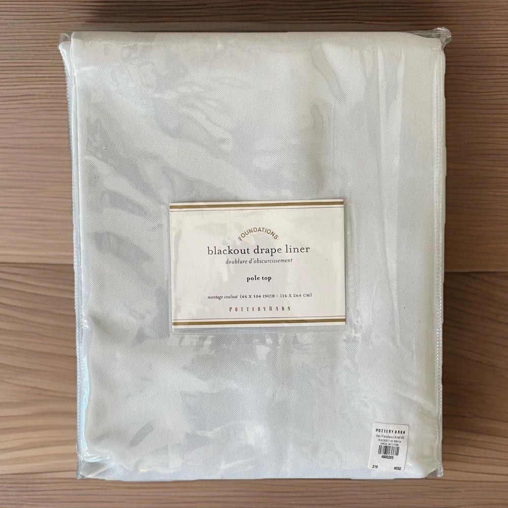 NWT POTTERY BARN Foundations Blackout Drape Liner 46 x 104 Pole Top Gray